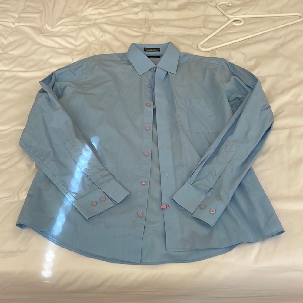 pierre cardin slim fit men’s blue button up shirt medium